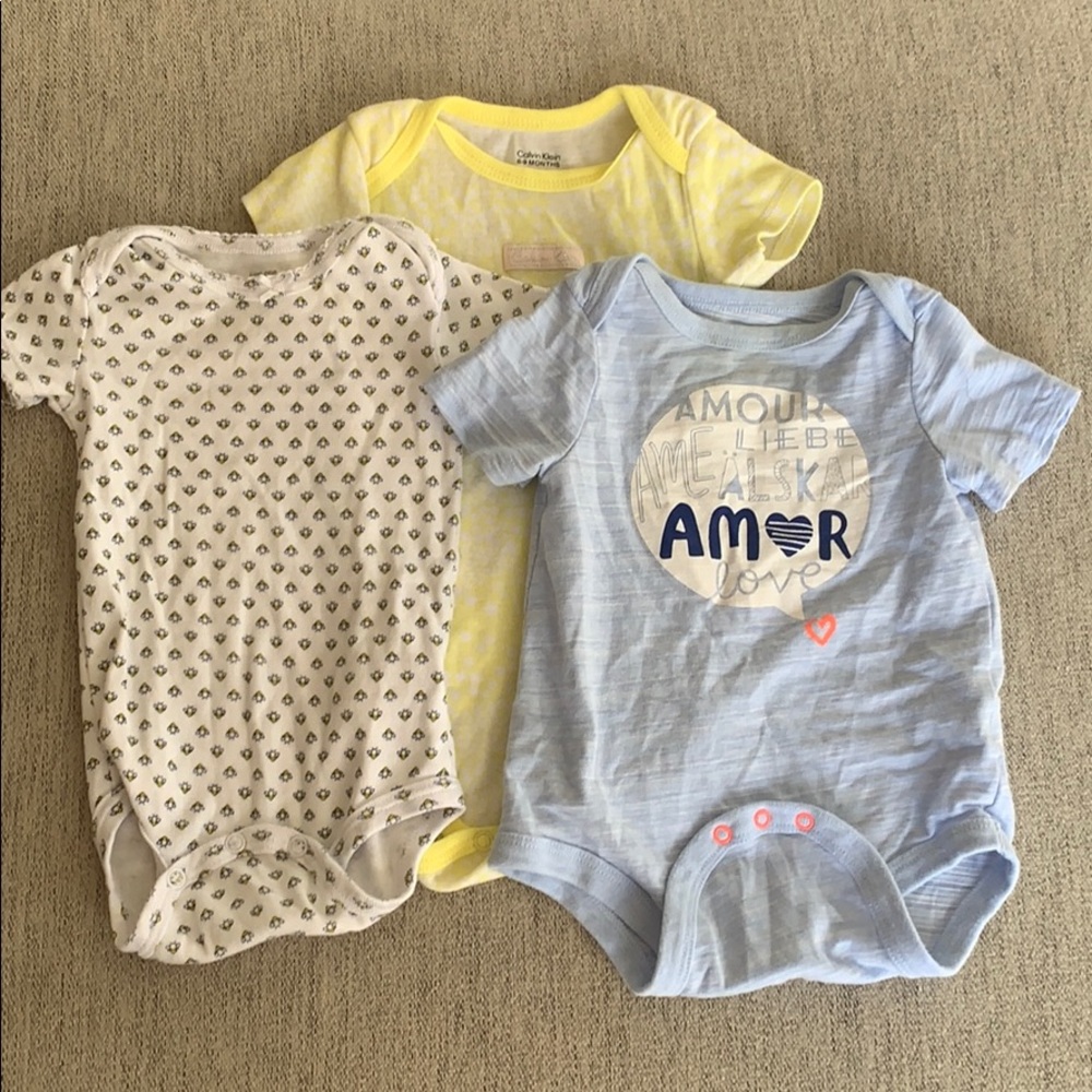 3 onesies 6 mo &  6-9 month Carter’s Calvin Klein